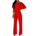 thumbnail image 1 of JGTDBPO Jumpsuits For Women Casual Straight Leg Jumpsuit With Belt Bandag Short Sleeve Smocked Waist Playsuit Air Essentials Jumpsuit, 1 of 5