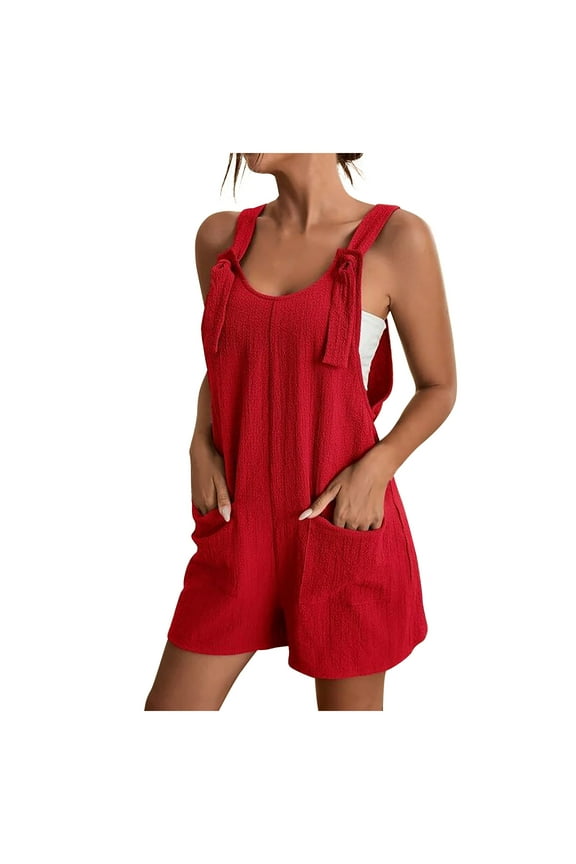 Jumpsuits for Women Summer Casual Shorts Romper Loose Fit Adjustable Strap Shorts Overalls Sleeveless Tank Top One Piece Jumpers Trendy Outfits with Pockets