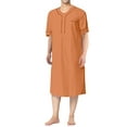 thumbnail image 1 of JGTDBPO Kaftan Robe for Men Men's Nightshirt Casual Long Sleeve Button Down Loose Sleep Shirt Thobe Muslims Dresses Side Split Gown Shirt Soft Comfy Nightgown, 1 of 9