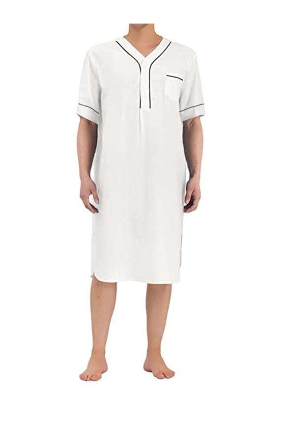 JGTDBPO Kaftan for men long sleeve Men's Nightshirt Long Sleeve Sleepwear Soft Comfy Nightgown Loose Sleep Shirt