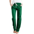 thumbnail image 1 of JGTDBPO Linen Pants For Women Casual High Waist Pants Drawstring Loose Straight Lounge Elastic Waist Long PantsTrousers With Side Pockets, 1 of 5
