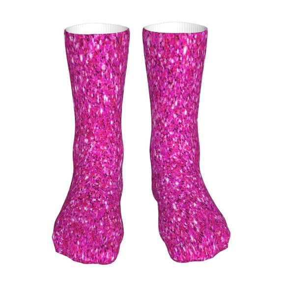Xecao Rose Red Glitter Print Fashion No Heel Casual Crew Socks Cushioned Breathable for Men Women - Moisture wicking,Not easy to fade Suitable for daily