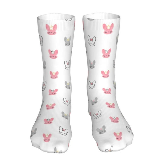Xecao Girl Rabbit Print Fashion No Heel Casual Crew Socks Cushioned Breathable for Men Women - Moisture wicking,Not easy to fade Suitable for daily