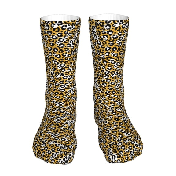 Xecao Leopard Print Fashion No Heel Casual Crew Socks Cushioned Breathable for Men Women - Moisture wicking,Not easy to fade Suitable for daily