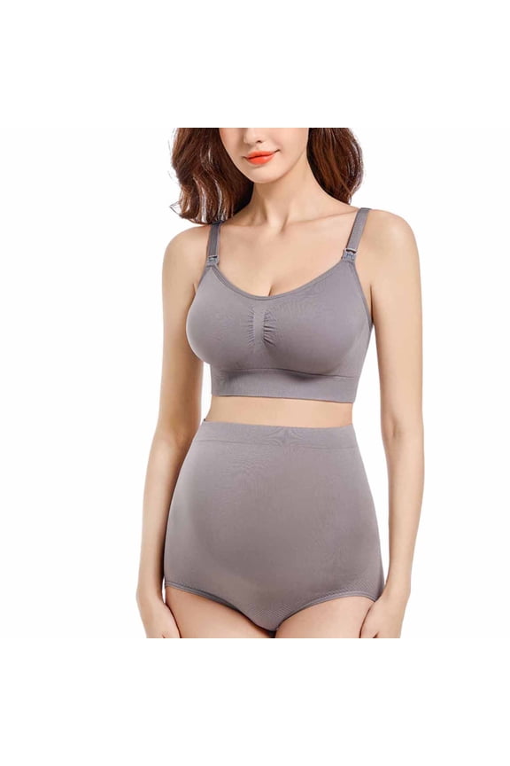 Nursing Bras for Breastfeeding Front Closure Breast Front Opening Feeding Bra Underwear Nursing Bras Matching Underwear Seamless Maternity Bras for Pregnancy