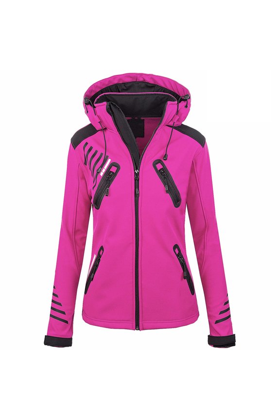 Outdoor Jacket For Women Waterproof Lightweight Hardshell Jacket Outdoor Recreation Sports Interchange Jacket Windbreaker Zipper Loose Top Long Sleeve Plus Size Hooded Coat