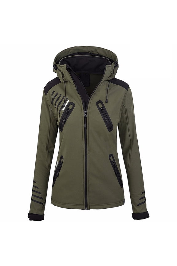 Outdoor Jacket For Women Waterproof Lightweight Hardshell Jacket Outdoor Recreation Sports Interchange Jacket Windbreaker Zipper Loose Top Long Sleeve Plus Size Hooded Coat