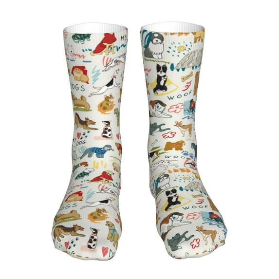 Xecao Dogs Funny Pets Print Fashion No Heel Casual Crew Socks Cushioned Breathable for Men Women - Moisture wicking,Not easy to fade Suitable for daily