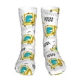thumbnail image 1 of Xecao Dinosaur on Excavator Print Fashion No Heel Casual Crew Socks Cushioned Breathable for Men Women - Moisture wicking,Not easy to fade Suitable for daily, 1 of 7