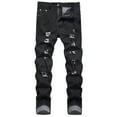 thumbnail image 1 of JGTDBPO Ripped Jeans for Men Slim Fit Stretch Jeans Ripped Skinny Jeans Straight Leg Fashion Comfort Distressed Denim Pants with Pocket, 1 of 9