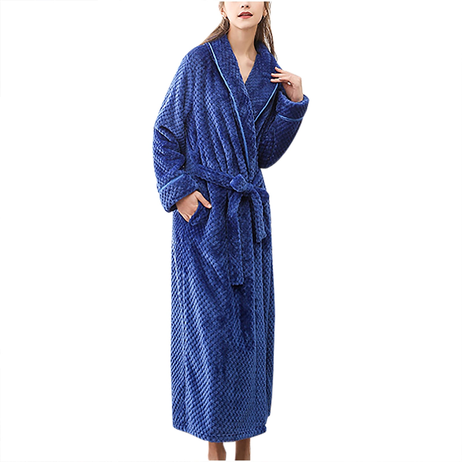 JGTDBPO Robes Classic Unisex Premium Cotton Warm Night Gown Bathrobe Luxury  Soft Thick And Fleece Plush Long Terry Cloth Household Sashes Pokets  Loungewear Bathrobe Long Pajamas - Walmart.com