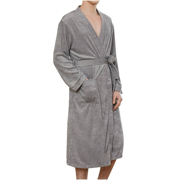 fheaev Robes For Men Classic Unisex Premium Cotton Warm Night Gown Bathrobe Luxury Soft Thick And Fleece Plush Long Terry Cloth Household Sashes Clothes Bathrobe Long Couple Pajamas