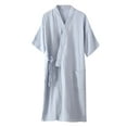 thumbnail image 1 of JGTDBPO Robes For Men Soft Nightgown Bathrobe Luxury Cloth Household Sashes Pokets Loungewear Clothes Bathrobe Long Cardigan Bathrobe Men'S Home Clothes Short Sleeve, 1 of 3