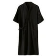 thumbnail image 1 of JGTDBPO Robes For Men Soft Nightgown Bathrobe Luxury Cloth Household Sashes Pokets Loungewear Clothes Bathrobe Long Cardigan Bathrobe Men'S Home Clothes Short Sleeve, 1 of 3