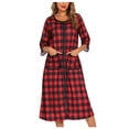 thumbnail image 1 of JGTDBPO Zipper Robe for Women 3/4 Sleeves Lightweight Loungewear with Pockets Housecoat Nightgown Long Bathrobe S-2XL, 1 of 5