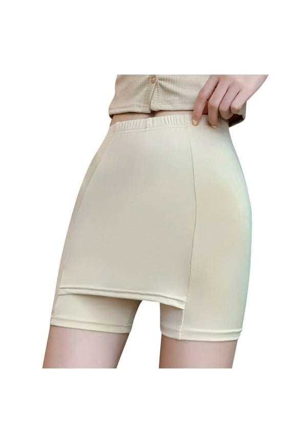Safety Pants for Women Double Layer Plus Shelter Area Traceless No Roll Border Walking Buttock Lifting Abdominal Collection Outside Wear Interlayer Leggings