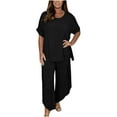 thumbnail image 1 of JGTDBPO Sets For Women 2 Piece short Sleeve Athletic Baggy Matching Pants Loose Fit Casual Tracksuit Sets, 1 of 6