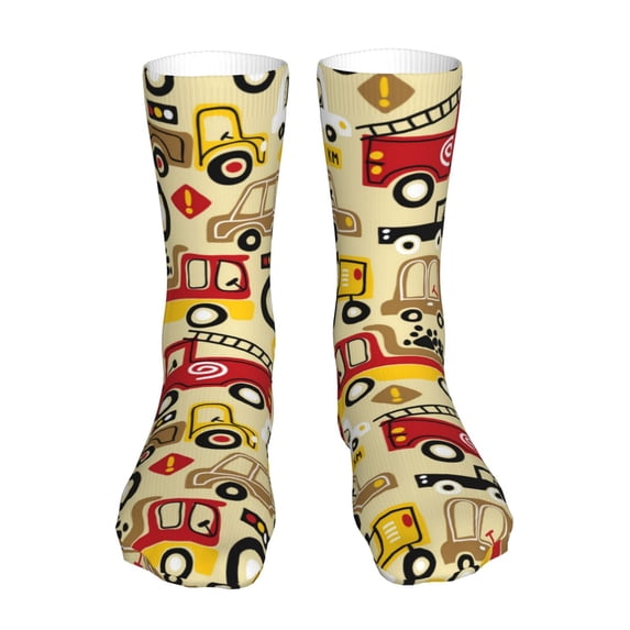 Xecao Vehicles Print Fashion No Heel Casual Crew Socks Cushioned Breathable for Men Women - Moisture wicking,Not easy to fade Suitable for daily