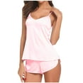 thumbnail image 1 of JGTDBPO Silk Satin Pajamas Set for Women 2 Piece V-Neck Sling Tank Cami Top Shorts Set Loungewear Pajamas Sleepwear Pjs Set Soft Nightwear, 1 of 4