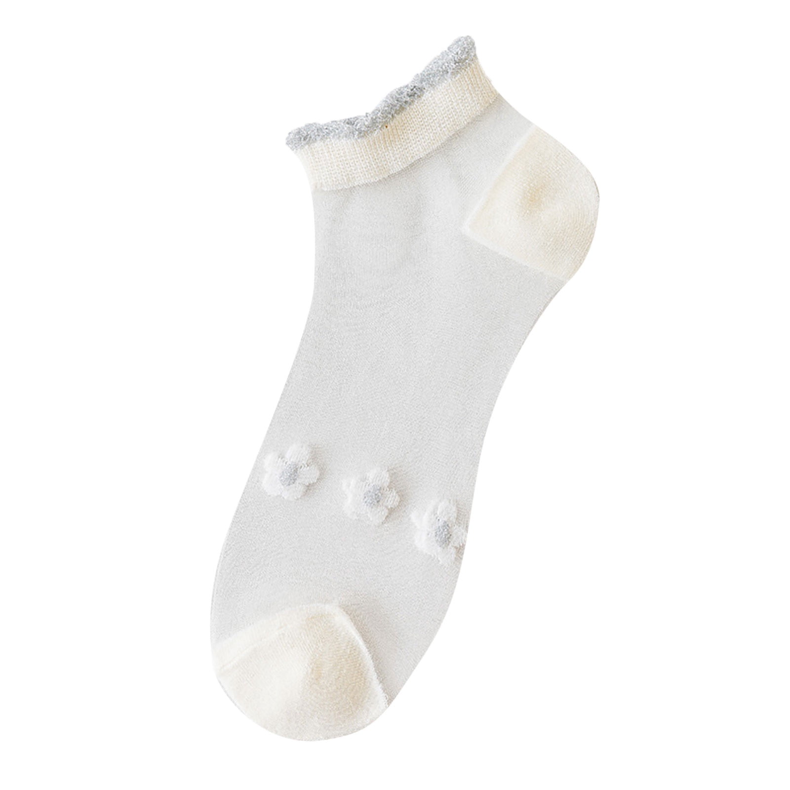 CHUNTIAN 6 Pairs Sheer Socks Transparent See Through Ankle Socks Cute Heart Summeer Thin Mesh Lace Socks For Women Fashion Black White