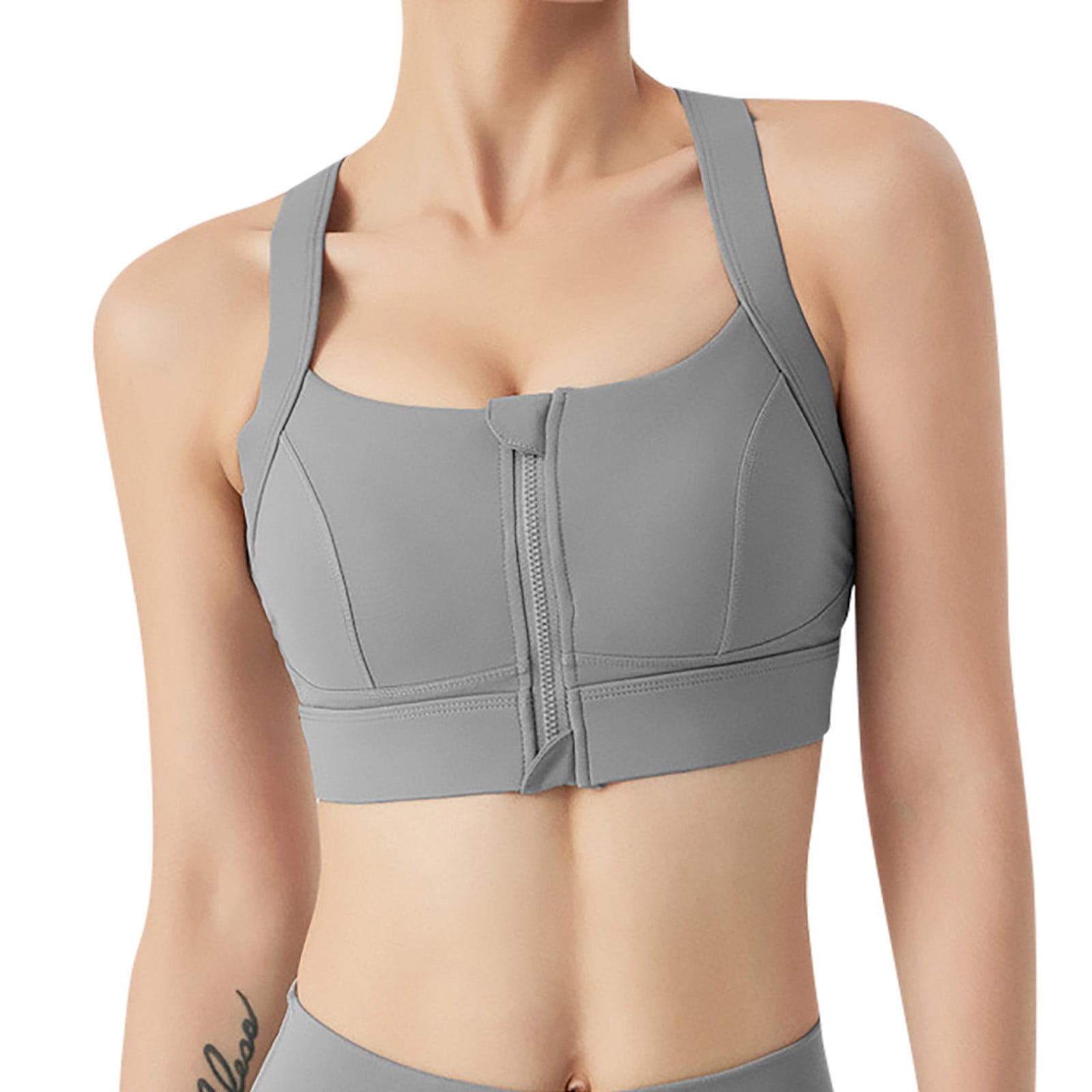 JGTDBPO Sports Bra For Women Shock-Proof Halter Slim-Fit Zipper Integrated Yoga Push-Up Underwear Fitness Summe Solid Color Bra Top JGTDBPO Sports Bra For Women Shock-Proof Halter Slim-Fit Zipper Integrated Yoga Push-Up Underwear Fitness Summe Solid Color Bra Top