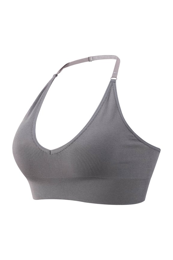 Sports Bras For Women V-Neck Yoga Wear Running Back Training Shock-Proof Vest Breasted Bra Wireless Padded Triangle Bralettes Front Cross Side Buckle Sports Corrective Push Up Bra