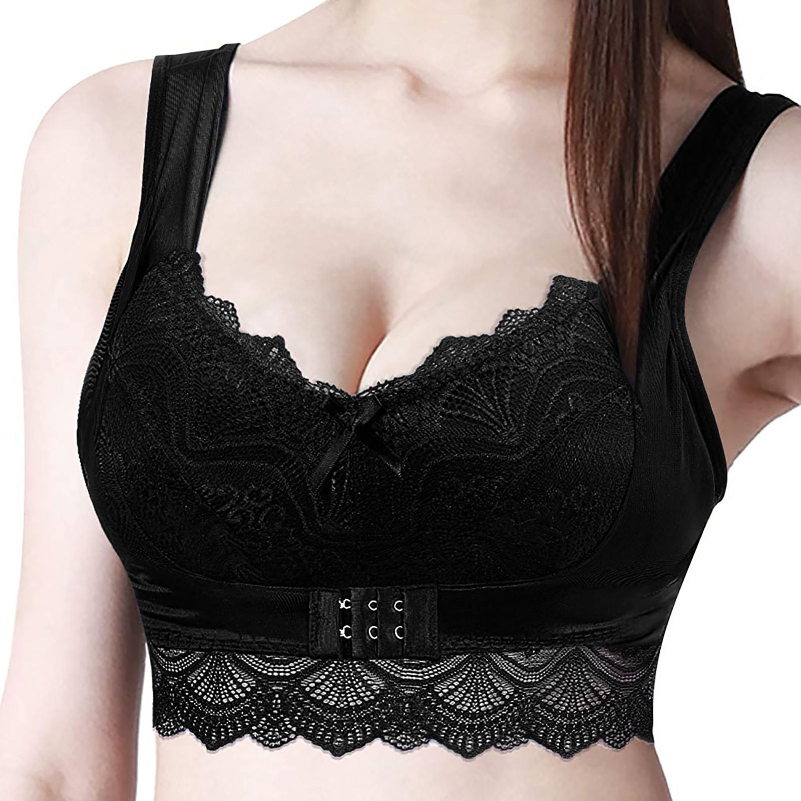 JGTDBPO Summer Savings Clearance Minimizer Front Closure Bras For Women  Full Coverage Front Buckle Sexy Gathe R Up Breast Milk Sleep Lace No Steel  Ring Bra 