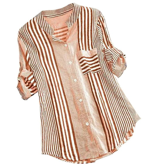 JGTDBPO Summer Tops for Women 2023 Trendy Long Sleeve Fashion Shirts Pullover Tops Loose Fit Tee Blouse Tops Striped Print Casual Tunic Top Shirt