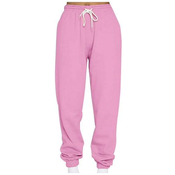 JGTDBPO Sweatpants For Women Winter Solid Color High Waist Warm Pants Thick Lined Athletic Jogger Fleece Drawstring Lace-Up Thermal Lined Sweatpants With Pockets