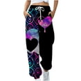 thumbnail image 1 of JGTDBPO Sweatpants For Women High Waist Baggy Lounge Ankle Banded Printing Pants Elastic Tie Waist Drawstring With Pockets Long Straight Pants Athletic Fit Jogger Workout Cinch Bottom Trousers, 1 of 1
