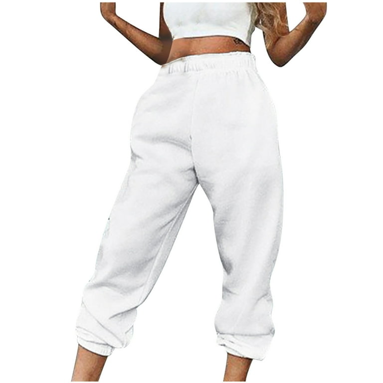 JGTDBPO Sweatpants For Women Solid Color Baggy Lounge Pants Ankle Banded Pants Elastic Waist Drawstring Fleece Pants With Pockets Long Pants Athletic Fit Jogger Workout Bottom Trousers Walmart