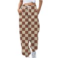 thumbnail image 1 of JGTDBPO Sweatpants For Women Baggy Lounge Ankle Banded Checker Printed Pants Elastic Waist High Waist Drawstring With Pockets Long Pants Sporty Gym Athletic Fit Jogger Workout Bottom Trousers, 1 of 5