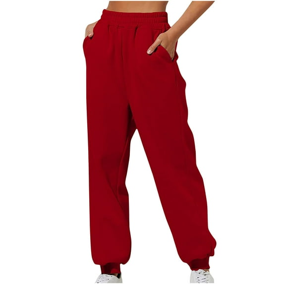 JGTDBPO Sweatpants for Women Baggy High Waisted Elastic Waist Solid Color Sweatpants New Fashion Fall Clothes Casual Joggers Y2K Athletic Warm Trousers Sports Full Length Pants with Pockets for 2024