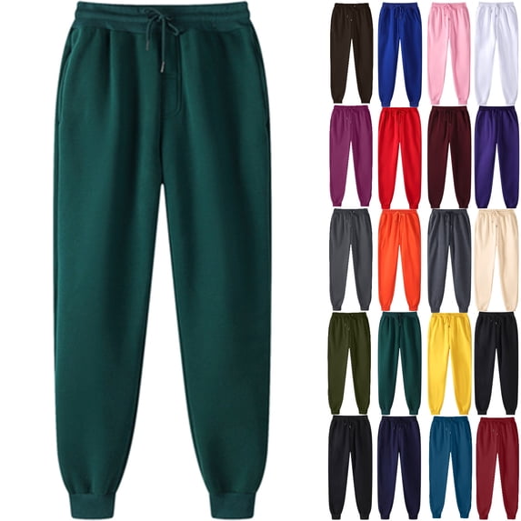 gakvbuo Sweatpants for Women Winter Warm Thick Fleece Lined Solid Color High Waist Athletic Jogger with Drawstring Pockets