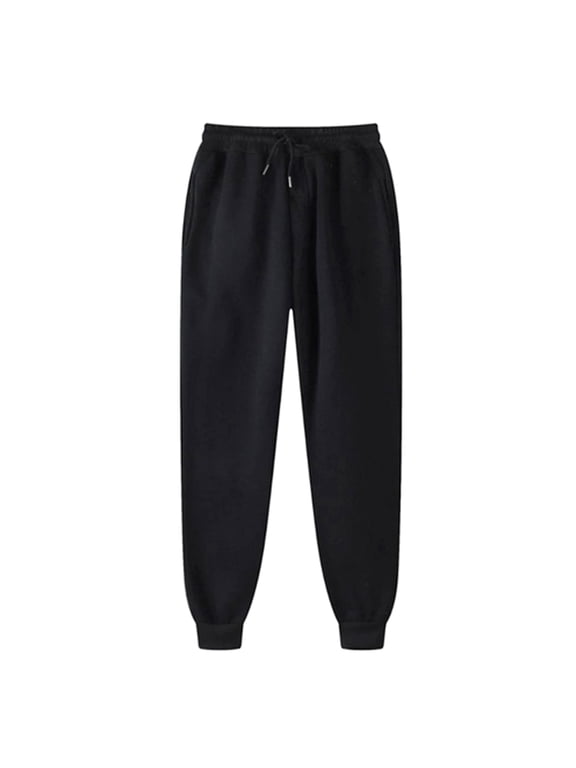 Sweatpants For Women Winter Solid Color High Waist Warm Pants Thick Lined Athletic Jogger Fleece Drawstring Lace-Up Thermal Lined Sweatpants With Pockets