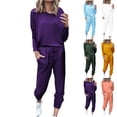 thumbnail image 1 of JGTDBPO Sweatsuit Sets for Women 2 Piece Set Loose Jogger Sets Fall Outfits Sets Solid Pullover Tops Long Pants Tracksuits with Pockets, 1 of 6