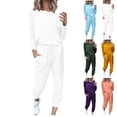 thumbnail image 1 of JGTDBPO Sweatsuit Sets for Women 2 Piece Set Loose Jogger Sets Fall Outfits Sets Solid Pullover Tops Long Pants Tracksuits with Pockets, 1 of 6