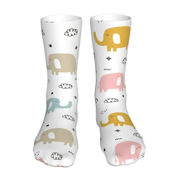 Xecao Little Elephant Print Fashion No Heel Casual Crew Socks Cushioned Breathable for Men Women - Moisture wicking,Not easy to fade Suitable for daily