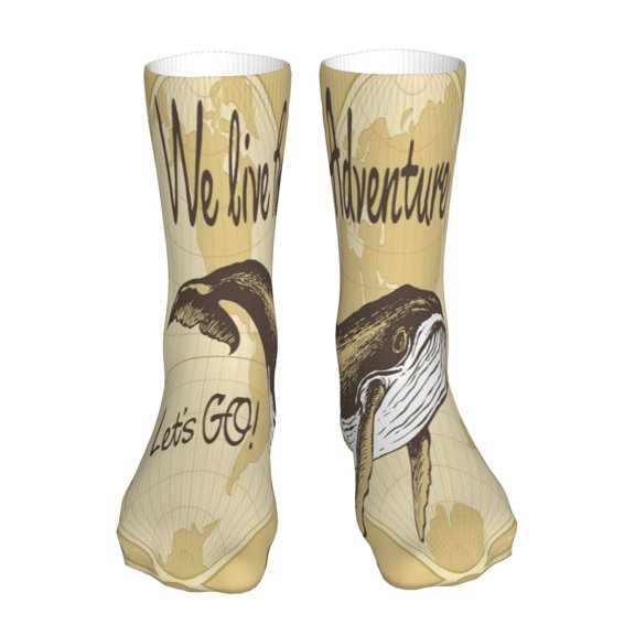 Xecao We Live for Adventure Print Fashion No Heel Casual Crew Socks Cushioned Breathable for Men Women - Moisture wicking,Not easy to fade Suitable for daily