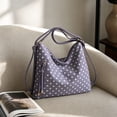 thumbnail image 1 of JGTDBPO Tote Bag Detachable Polka Dot Pattern Fabric Shoulder Bag with Strap Zipper Pocket Casual Daily Handbag 10x10 in, 1 of 6