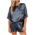 thumbnail image 1 of JGTDBPO Two Piece Pajama Set For Women Short Sleeve Top And Shorts Sleepwear Lightweight Nightwear Soft Comfy Pjs Lounge Set Silk Satin Pajama For Women Causal Home Wear, 1 of 3