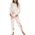 thumbnail image 1 of JGTDBPO Two Piece Pajamas Set For Womens Pjs Set Sleepwear Soft Classic Tie-Dye Printing Long Sleeve Ruffled T-Shirt Sleepwear Nightwear Household Sets, 1 of 5