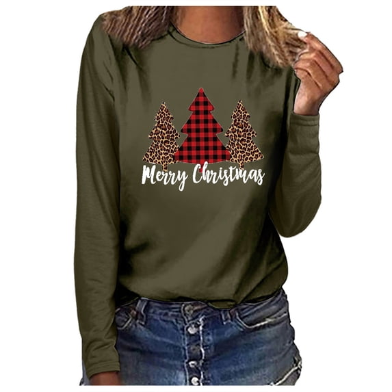 JGTDBPO Ugly Christmas Sweater For Women Funny Cute Tshirt Pullover Sweatshirt Christmas Graphics Print Long Sleeve Comfortable Round Neck Loose Blouse Shirt Holiday Tops