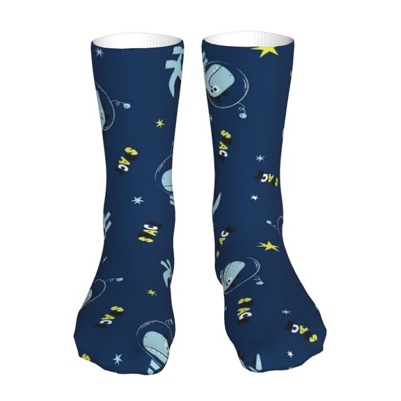 Xecao Space Dinosaur Print Fashion No Heel Casual Crew Socks Cushioned Breathable for Men Women - Moisture wicking,Not easy to fade Suitable for daily
