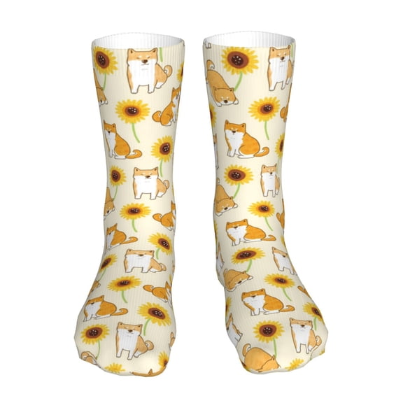 Xecao Shiba Inu Dog Print Fashion No Heel Casual Crew Socks Cushioned Breathable for Men Women - Moisture wicking,Not easy to fade Suitable for daily