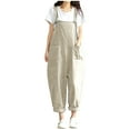 thumbnail image 1 of JGTDBPO Wide Leg Overalls For Womens Casual Printed Cotton Linen Baggy Loose Suspender Button Back Strap Pants Jumpsuit Summer Beach Jumpsuits Romper, 1 of 7