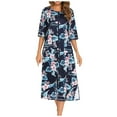 thumbnail image 1 of JGTDBPO Zipper Robe 3/4 Sleeves for Woman Front close House Coat Nightgown Loungewear Dress Full Length Sleepwear Housecoat Long Bathrobe with Pockets Loose Pajamas, 1 of 5