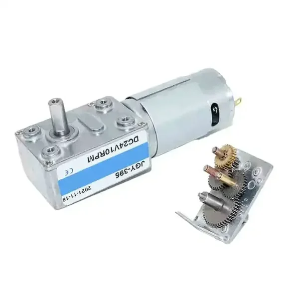 JGY-395 DC Worm Gear Motor | Self-Locking Right Angle Metal Gearbox 12V/24V | 50kg Load Capacity | Model 4632