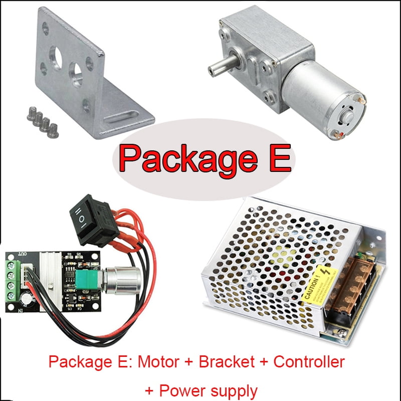 JGY370 DC 6V 12V 24V Worm Gear Reduction Motor+ Bracket+Speed ...