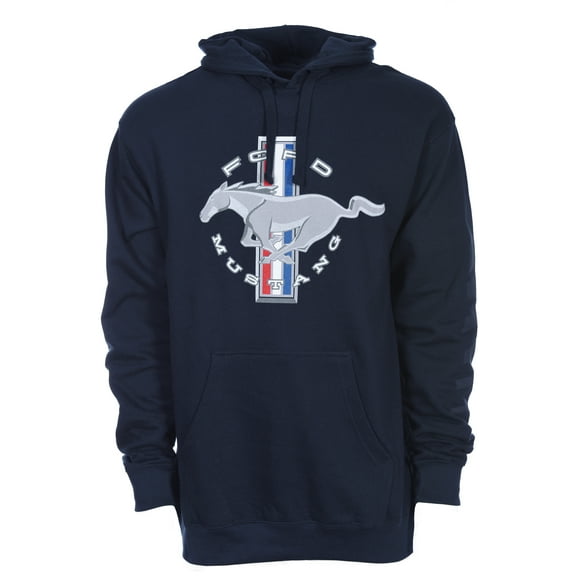 JH DESIGN GROUP Men's Ford Mustang Pullover Navy Blue Hoodie Sport Striped Sleeves